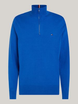 Pull 1985 Collection col chemin e zipp Bleu Tommy Hilfiger