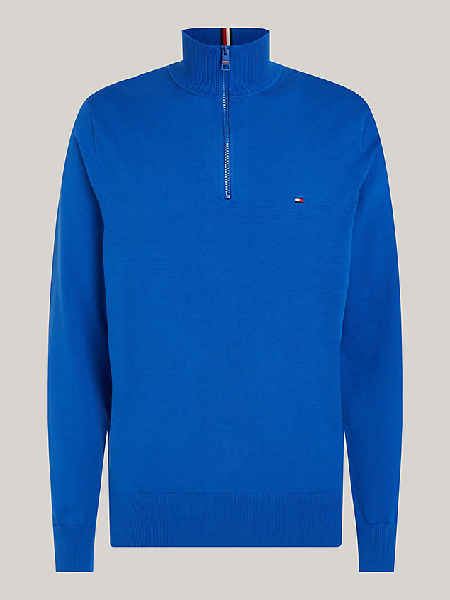 blue 1985 collection zip mock turtleneck jumper for men tommy hilfiger