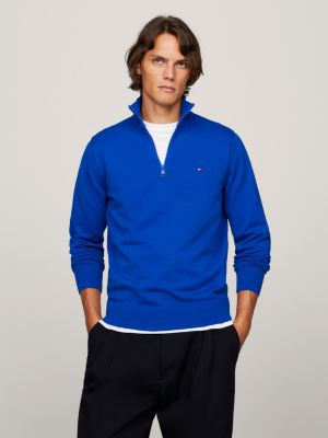 Jersey Tommy Hilfiger Azul Cuello Pico Para Hombre