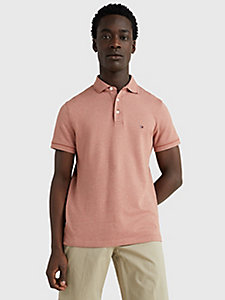 brown tipped organic cotton slim fit polo for men tommy hilfiger