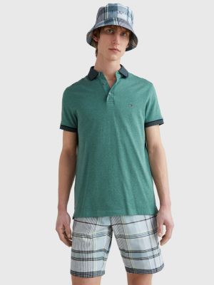 Tipped Organic Cotton Slim Fit Polo Green Tommy Hilfiger