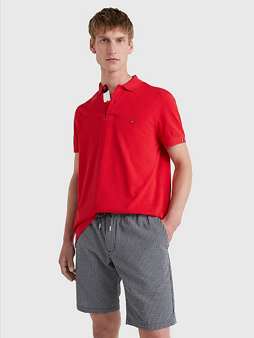 red colour-blocked polo for men tommy hilfiger