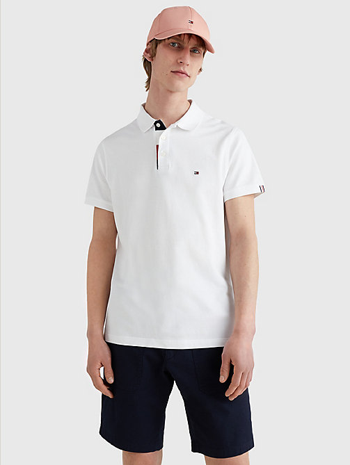 white colour-blocked polo for men tommy hilfiger