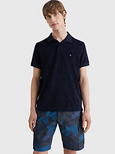 blue micro towelling slim fit polo for men tommy hilfiger