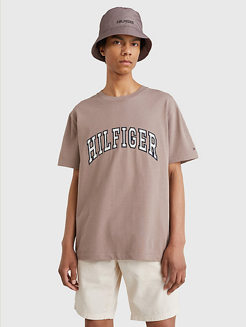 brown casual logo t-shirt for men tommy hilfiger