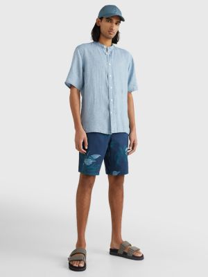 men's short sleeve mandarin collar shirt