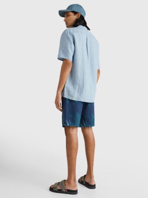 men's short sleeve mandarin collar shirt