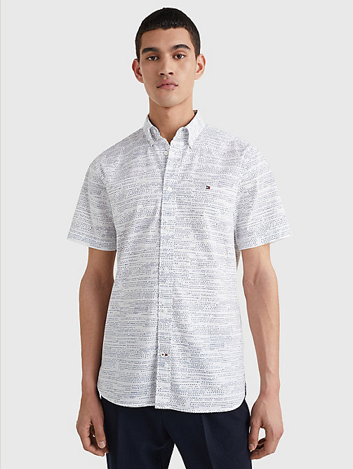 white dot print regular short sleeve shirt for men tommy hilfiger