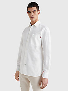 белый рубашка оксфорд стандартного кроя для мужчины - tommy hilfiger