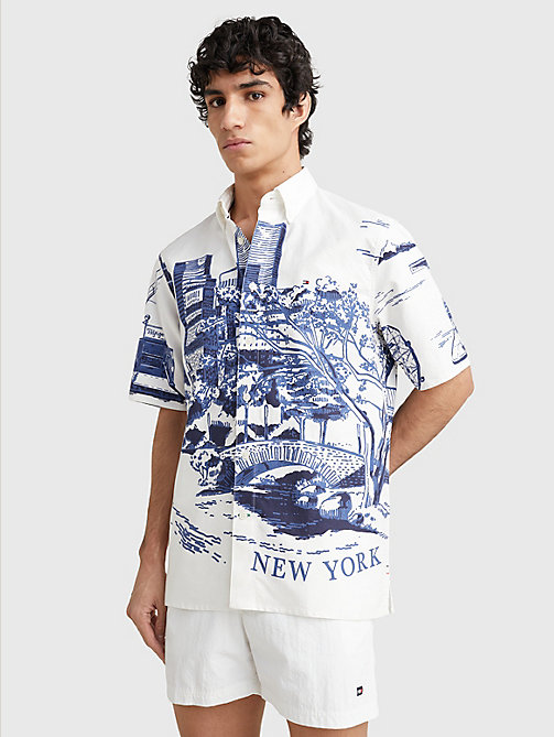 white print casual fit short sleeve shirt for men tommy hilfiger