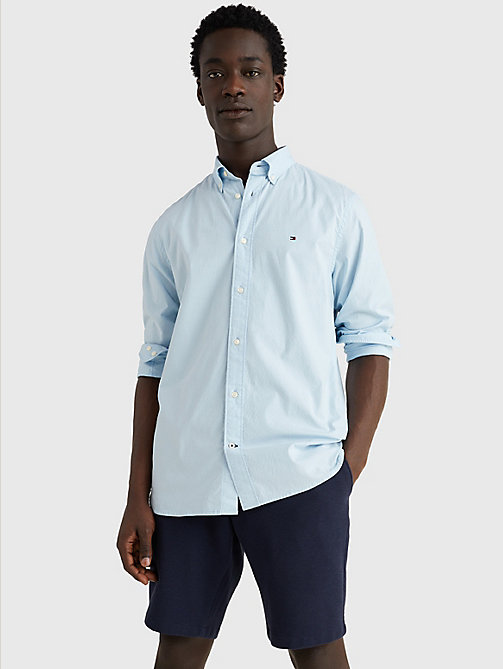 blauw th flex regular fit casual overhemd voor men - tommy hilfiger