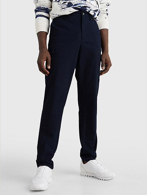 blue relaxed fit th flex cargo trousers for men tommy hilfiger