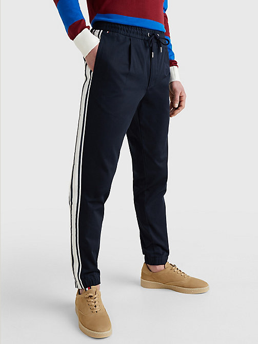 blue tape slim fit pull-on trousers for men tommy hilfiger