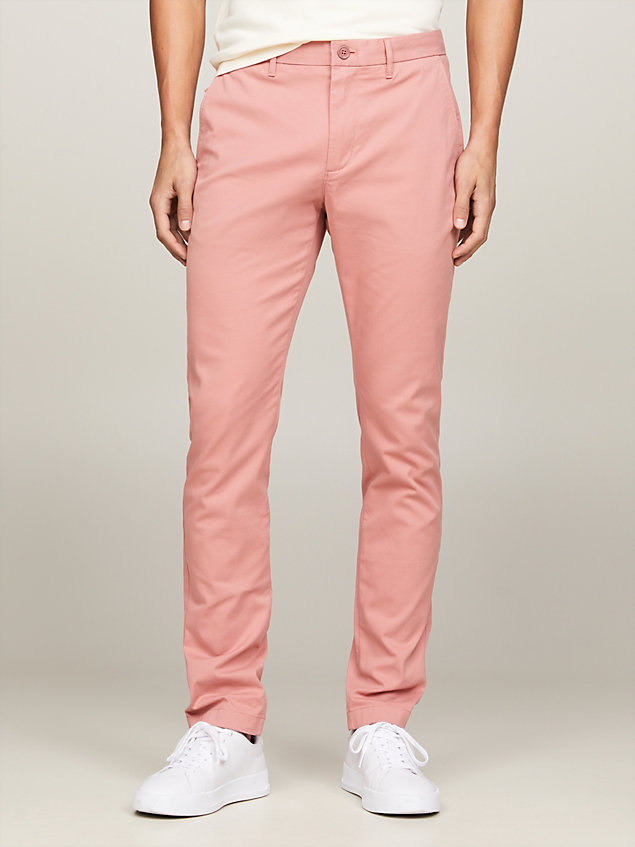 pink 1985 collection bleecker pima slim chinos for men tommy hilfiger