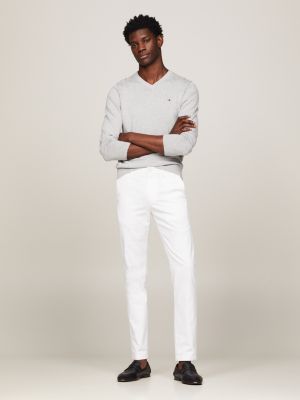 white 1985 collection bleecker slim fit pima-chinos für herren - tommy hilfiger
