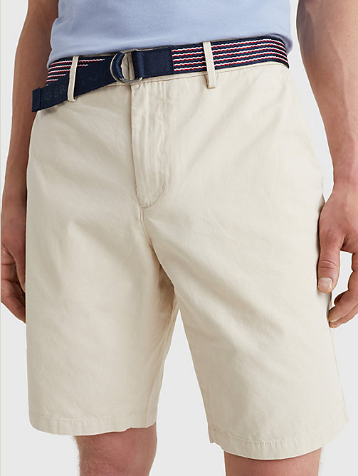 beige harlem relaxed belted shorts for men tommy hilfiger