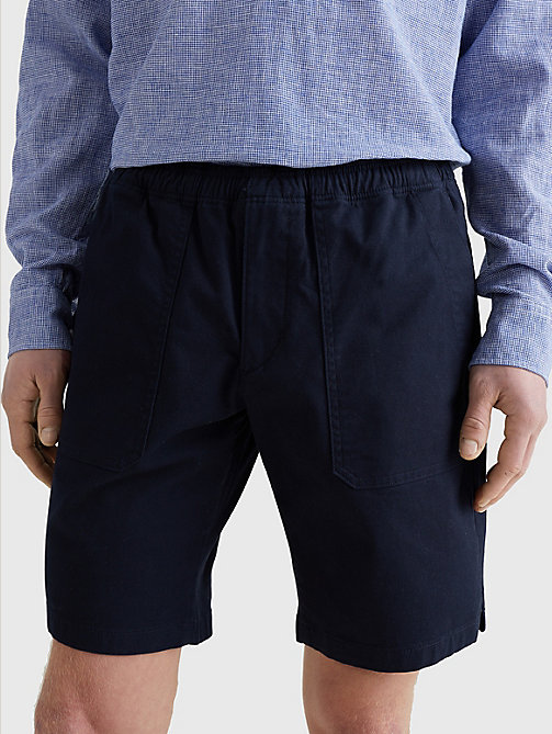 blue harlem twill relaxed utility shorts for men tommy hilfiger