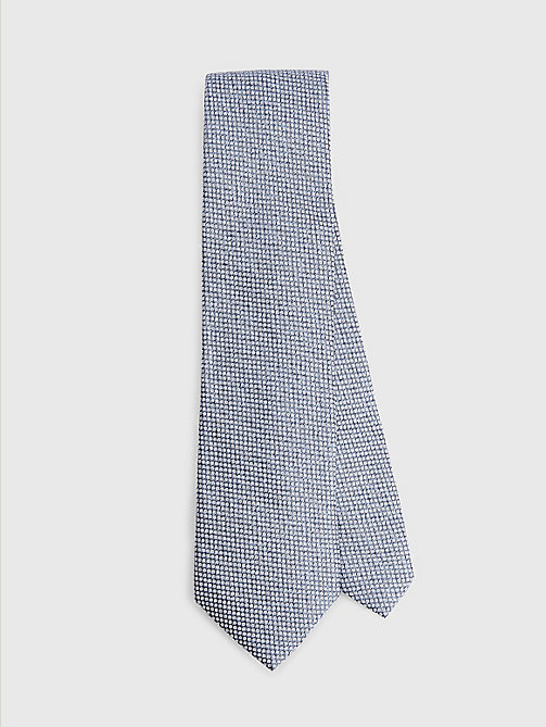 blue pure silk jacquard textured weave tie for men tommy hilfiger