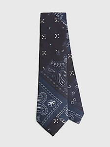 blau krawatte aus reiner seide mit bandana-print für herren - tommy hilfiger