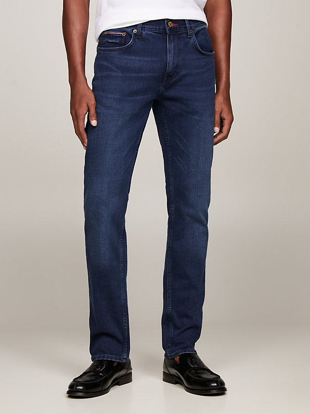 jeans denton straight fit sbiaditi denim da uomini tommy hilfiger