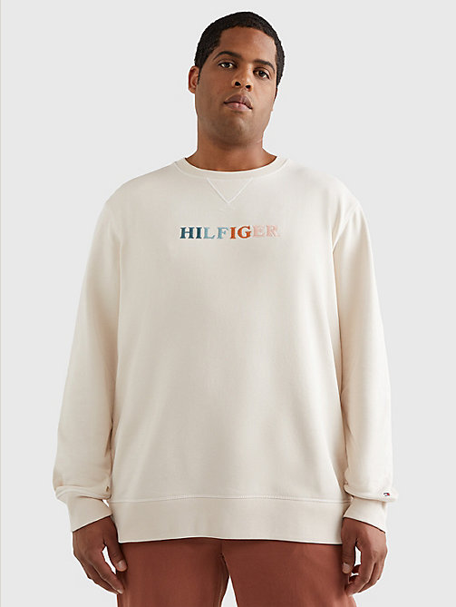beige plus multicolour logo embroidery sweatshirt for men tommy hilfiger