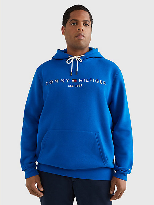 blue plus logo fleece hoody for men tommy hilfiger
