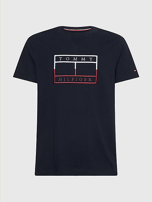 blue plus linear flag embroidery t-shirt for men tommy hilfiger