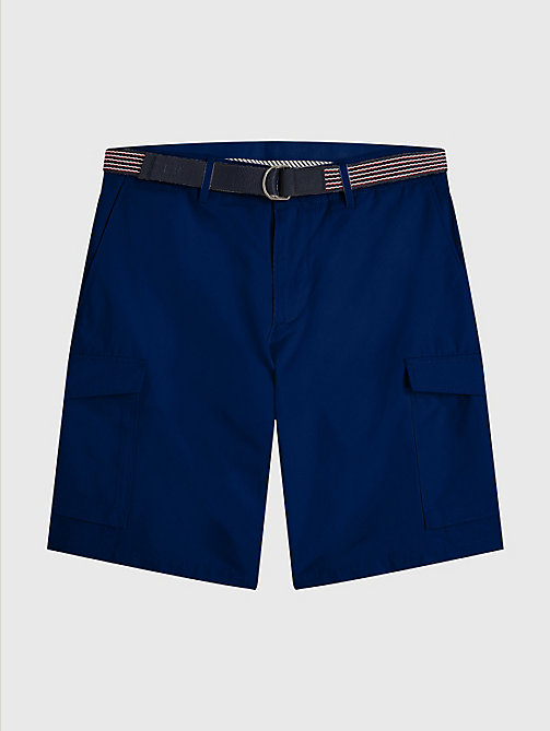 blue plus belted twill cargo shorts for men tommy hilfiger