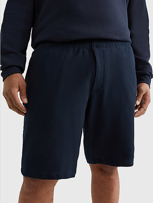 blue plus harlem relaxed waffle jersey shorts for men tommy hilfiger