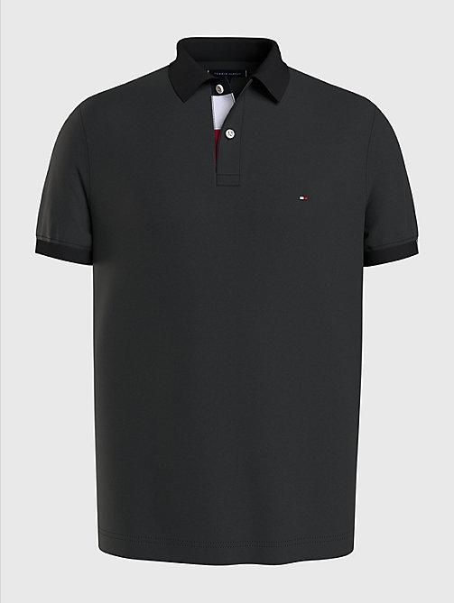 black plus colour-blocked regular fit polo for men tommy hilfiger