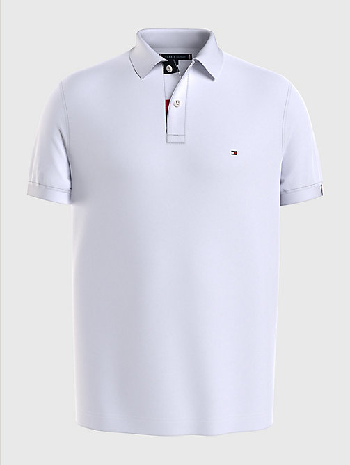 white plus colour-blocked regular fit polo for men tommy hilfiger