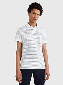 white micro print slim fit polo for men tommy hilfiger