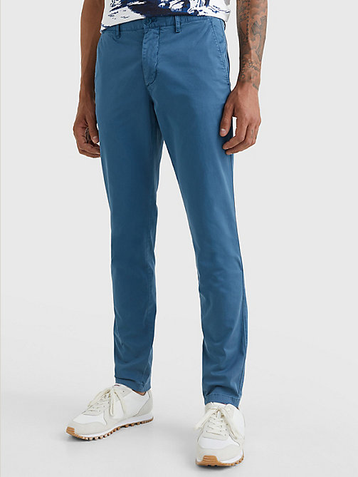 blue bleecker th flex slim fit trousers for men tommy hilfiger