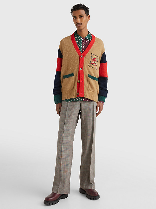 COUNTRYSIDE KHAKI Crest Embroidery Colour-Blocked Cardigan for men TOMMY HILFIGER