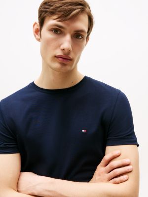 blau th flex slim fit t-shirt für herren - tommy hilfiger