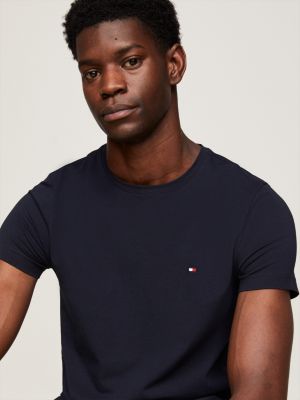 blau th flex slim fit t-shirt für herren - tommy hilfiger