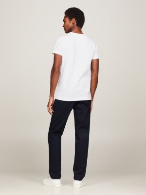 t-shirt slim th flex blanc pour hommes tommy hilfiger