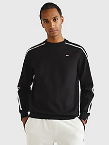 black sport th cool logo tape sweatshirt for men tommy hilfiger