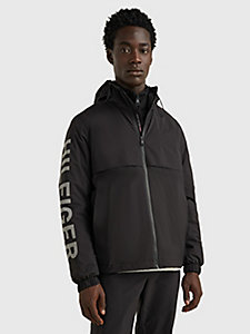 black tech essentials hooded jacket for men tommy hilfiger