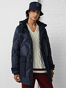 blue diamond quilted down rockie parka for men tommy hilfiger