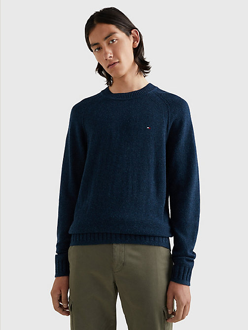 Tommy Hilfiger Men's Textured Knit Crewneck Sweater Blue 78B6525 