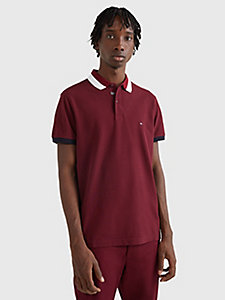 purple tipped detail slim fit polo for men tommy hilfiger