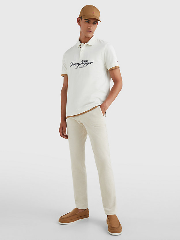 IVORY Organic Cotton Script Regular Fit Polo for men TOMMY HILFIGER