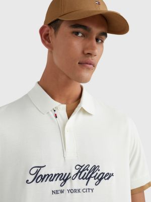 IVORY Organic Cotton Script Regular Fit Polo for men TOMMY HILFIGER