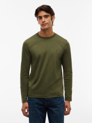 t-shirt slim en maille interlock green pour hommes tommy hilfiger