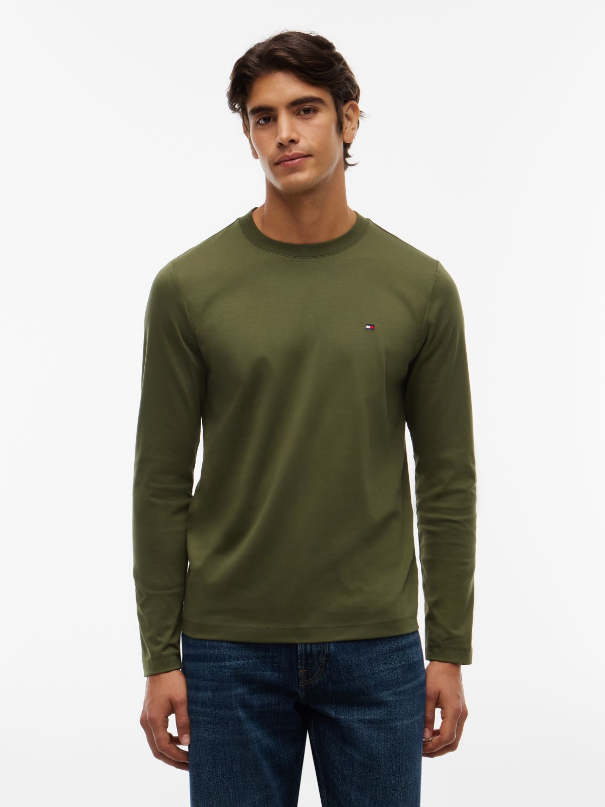 Slim Interlock Knit Long Sleeve T-Shirt — Green