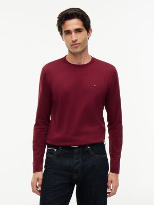 purple longsleeve o wąskim kroju z dzianiny interlock dla mężczyźni - tommy hilfiger
