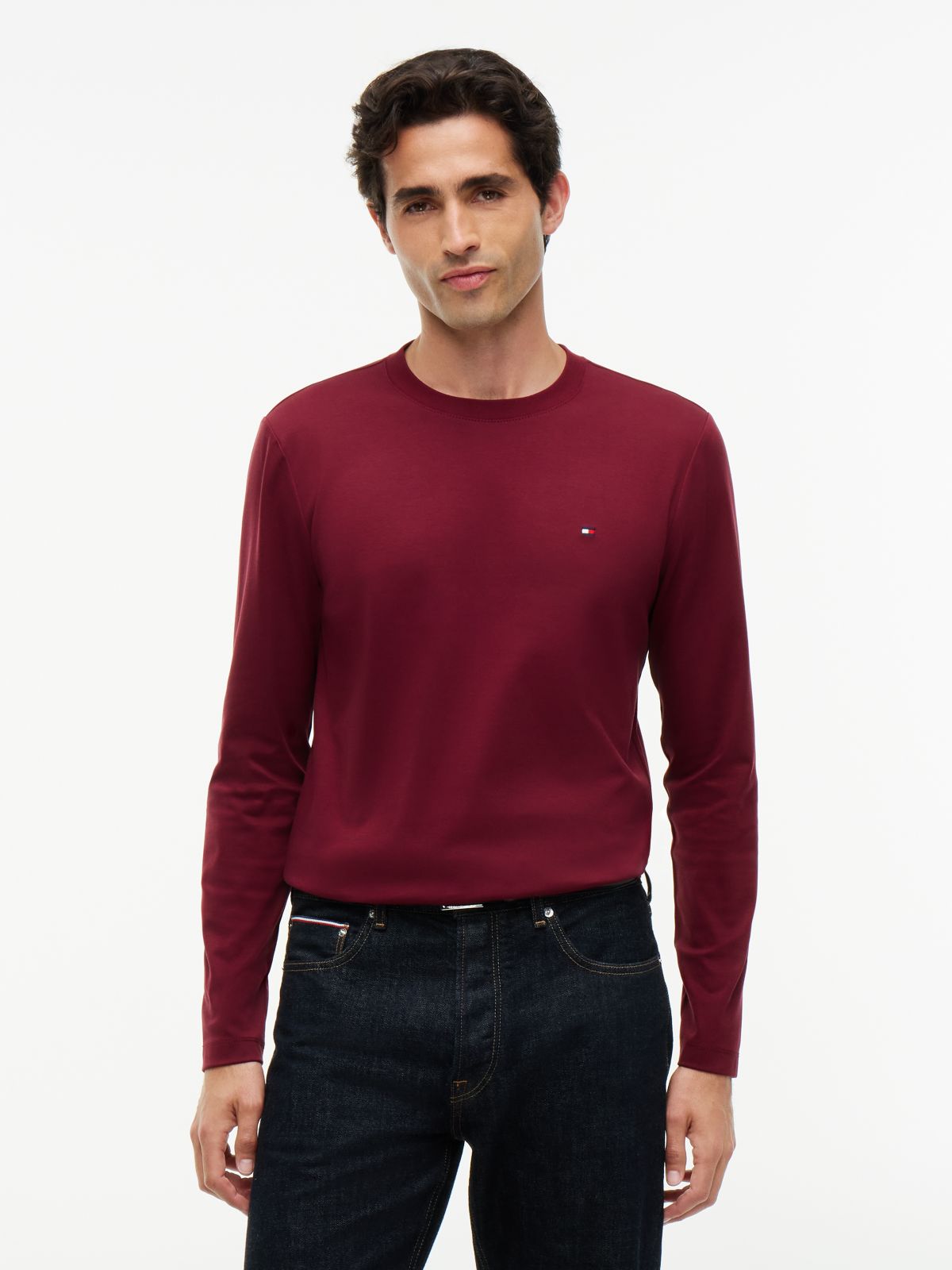 Slim Interlock Knit Long Sleeve T-Shirt — Purple