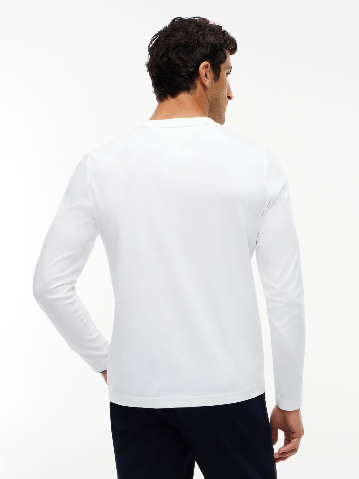Slim Interlock Knit Long Sleeve T-Shirt — White