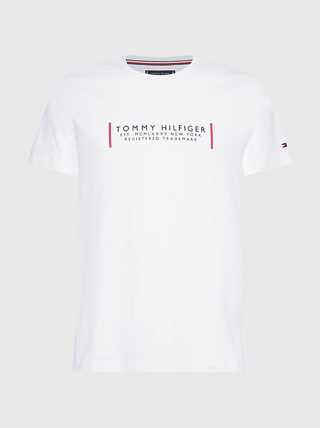 WHITE Text Bar Slim T-Shirt for men TOMMY HILFIGER